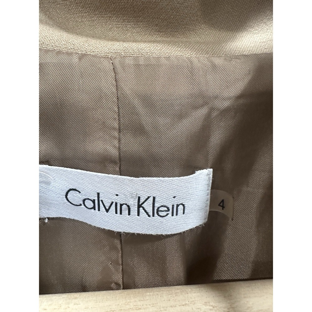 Calvin Klein Taupe Black Colorblock Sheath Shirt Dress Office Cocktail Size 4 - Picture 3 of 8